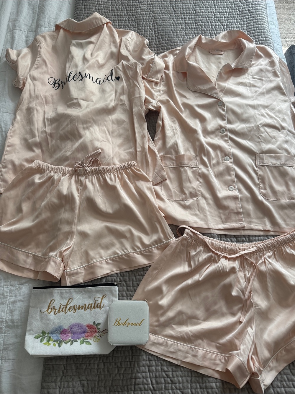 Bridesmaid Satin Short Pajama Set - Blush Pink